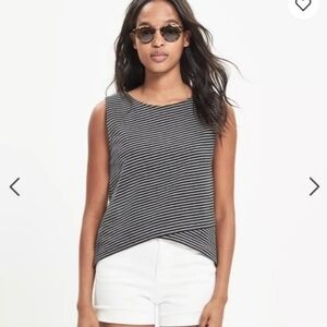 ❤️ MADEWELL STRIPED COTTON CROSSOVER TANK TOP, XXS